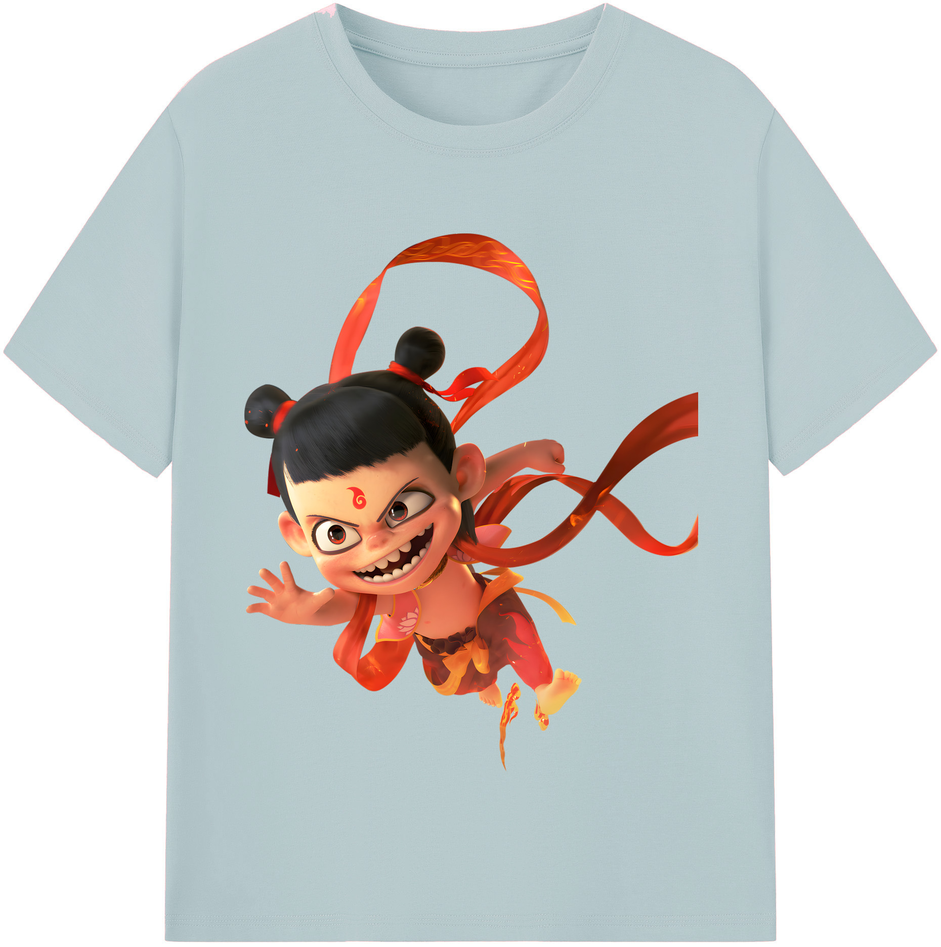 （画像用） Ne Zha 2 ナタ 魔童の大暴れ 綿100％半袖Tシャツ（フロントプリント）